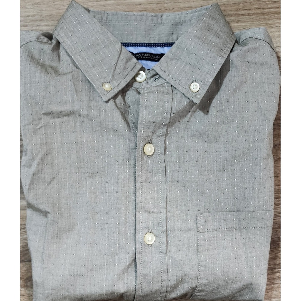 NWT Banana Republic Men's Grey Custom 078 Wash Shirt Camden Fit Size Medium
